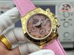 Rolex Daytona Pink Face Yellow Gold Case 4801/4130 Movement Leather Band Watch